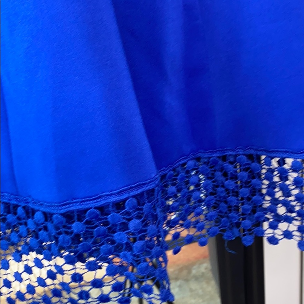 Royal Blue Lace Pleated Bottom Dress - Picture 2 of 3